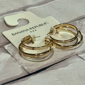 Banana Republic Shiny Gold-Tone Triple Hoop Earrings